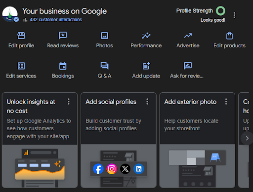 Google Business Profile Menu